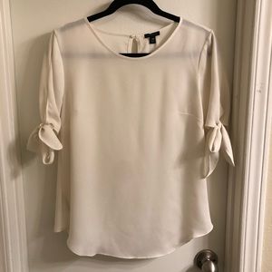 White Blouse with Bows by Ann Taylor - XS